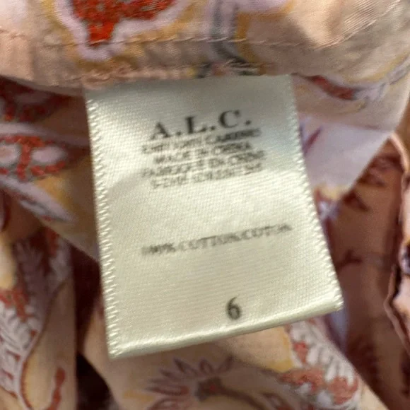 A.L.C. Alexandria Cotton Dress Salmon Red Floral Carlinal Print in Size 6 - Picture 11 of 13